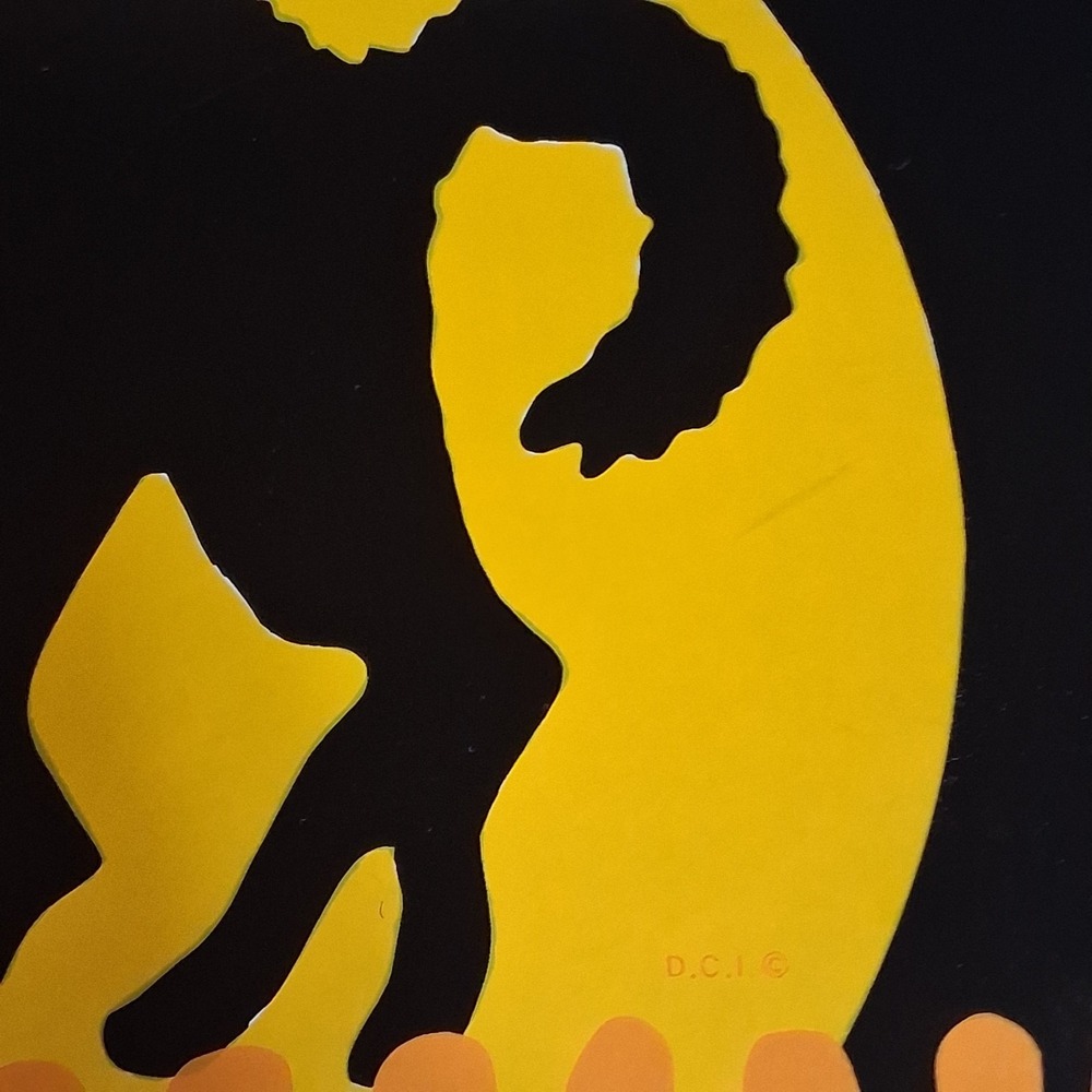 Vtg Halloween Placemats Set of 4 Black Cat Moon Bat Vinyl Graphic DCI MCM - Picture 8 of 13